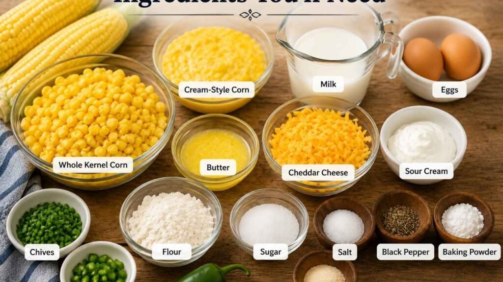 Ingredients You'll Need for Corn Pudding Recipe