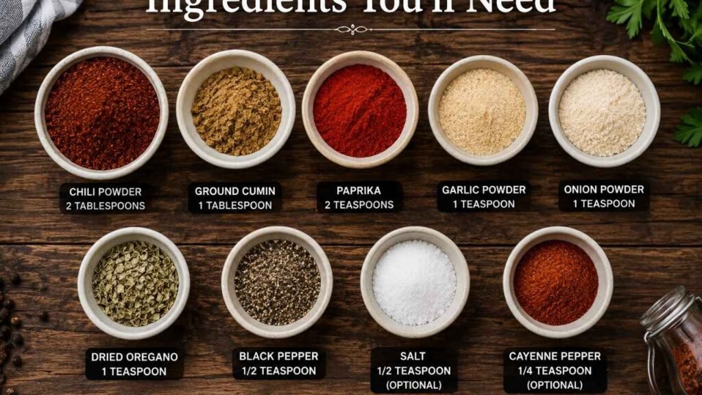 Ingredients You'll Need for Chili Seasoning Recipe