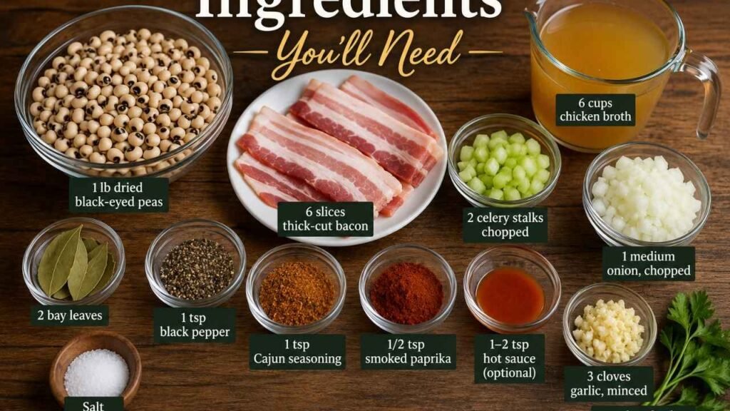 Ingredients You'll Need for Best Southern Black-Eyed Peas Recipe 