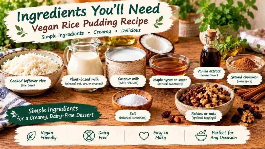 Ingredients You’ll Need for Leftover Rice Pudding Vegan