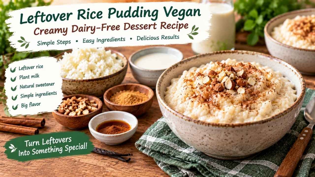 Have you ever wondered what to do with leftover rice sitting in your fridge? Instead of throwing it away, turn it into a delicious leftover rice pudding vegan dessert that is creamy, comforting, and easy to make.