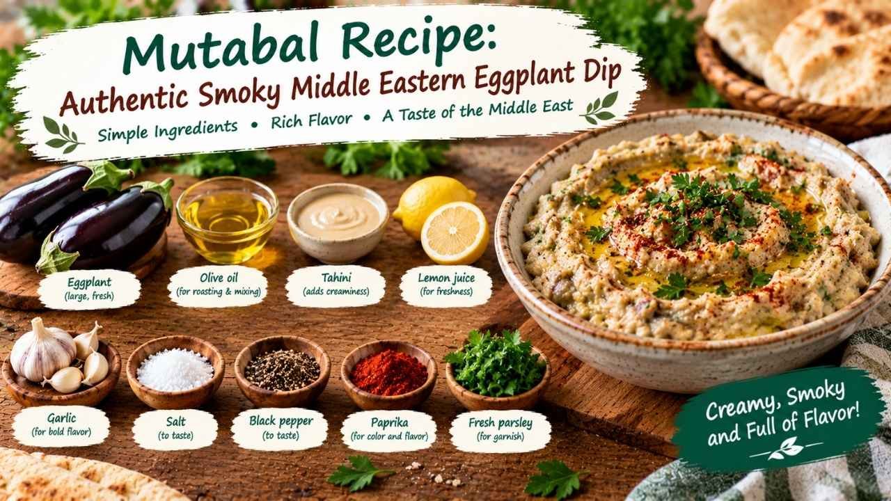 Mutabal Recipe is a delicious Middle Eastern eggplant dip known for its smoky flavor, creamy texture, and rich tahini taste.