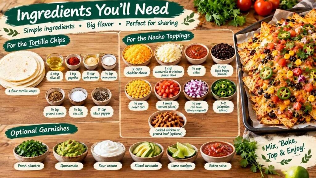 Ingredients You'll Need for Baked Tortilla Wraps Nachos