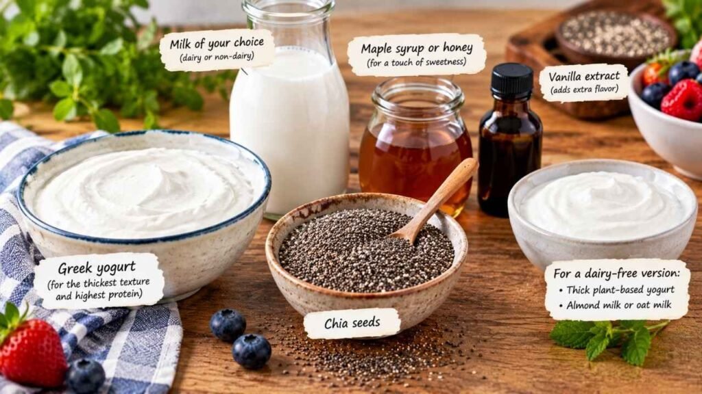 Ingredients You’ll Need for Thick Chia Pudding With Yogurt
