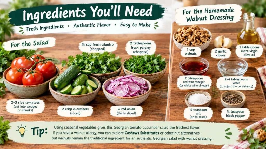 Ingredients You'll Need for Georgian Salad With Walnut Dressing