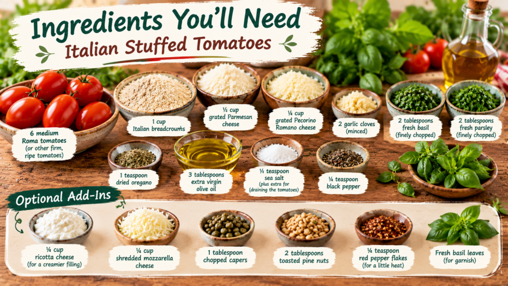 Ingredients You'll Need for Italian Stuffed Tomatoes Recipe